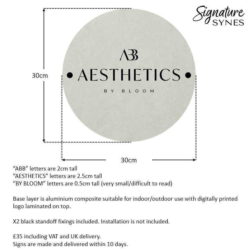 Custom Order - ABB AESTHETICS - Digitally printed signs - SIGN PACKAGE