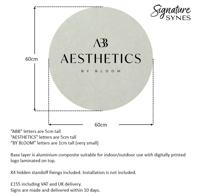 Custom Order - ABB AESTHETICS - Digitally printed signs - SIGN PACKAGE