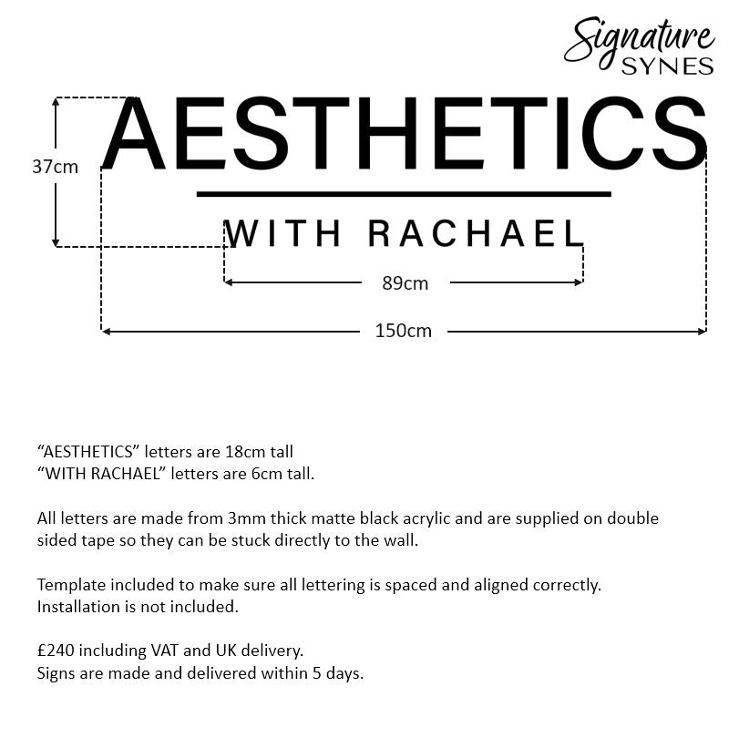 Custom Order - AESTHETICS WITH RACHAEL - Matte black - 150cm wide - Double Sided Tape