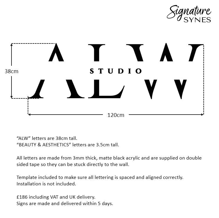 Custom Order - ALW STUDIO - Matte black - 120cm wide - Double Sided Tape