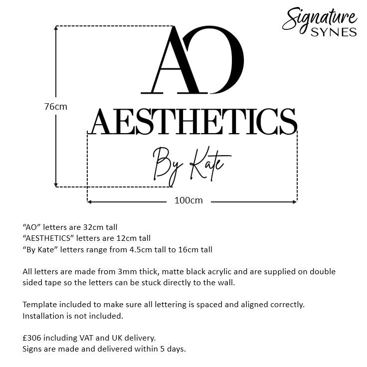 Custom Order - AO AESTHETICS By Kate - Matte black - 100cm wide - Double Sided Tape