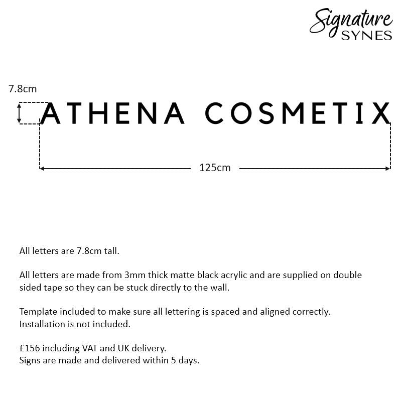 Custom Order - ATHENA COSMETIX - Matte black - 125cm wide - Double Sided Tape