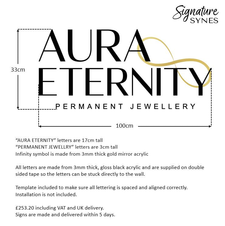 Custom Order - AURA ETERNITY - GOLD MIRROR & Gloss black - 100cm wide - Double Sided Tape