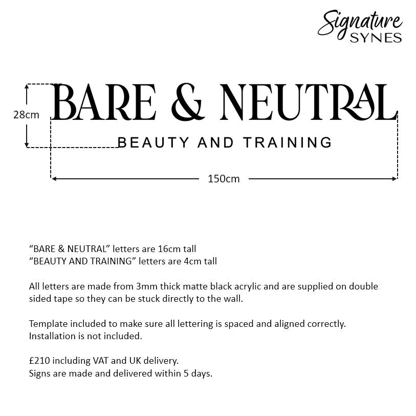 Custom Order - BARE & NEUTRAL - BRUSHED GOLD & Matte Black - SIGN PACKAGE