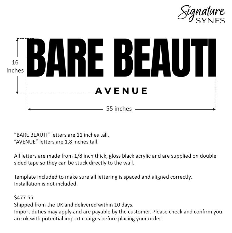 Custom Order INTL - BARE BEAUTI - gloss black - 55 inches wide - Double Sided Tape