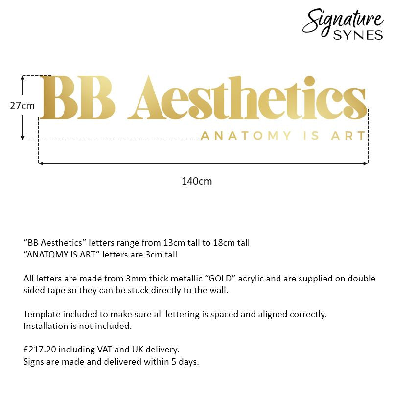 Custom Order - BB Aesthetics - metallic "GOLD" - 140cm wide - Double Sided Tape