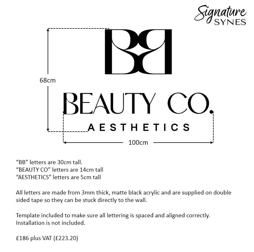 Custom Order - BB BEAUTY CO - Matte black - 100cm wide - Double Sided Tape