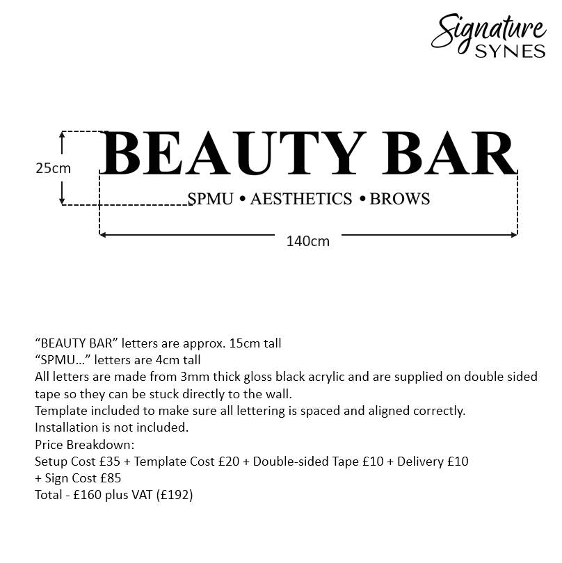 Custom Order - BEAUTY BAR - gloss black - 140cm wide - Double Sided Tape