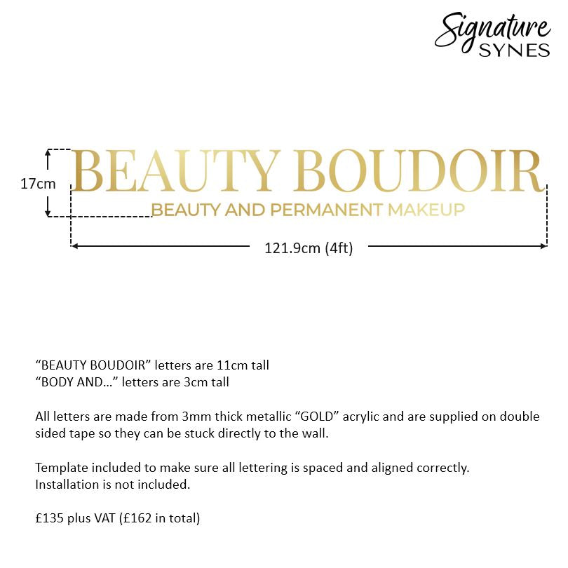 Custom Order - BEAUTY BOUDOIR - metallic "GOLD" - 121.9cm wide - Double Sided Tape