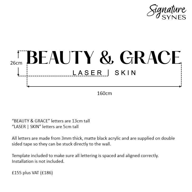 Custom Order - BEAUTY & GRACE - Matte black - 160cm wide - Double Sided Tape