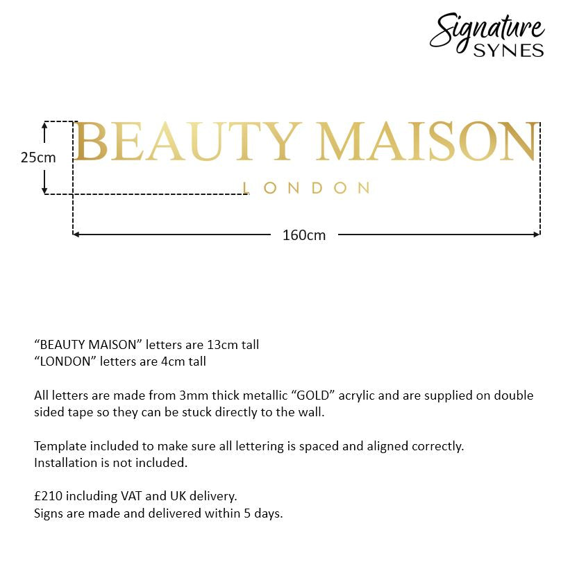 Custom Order - BEAUTY MAISON - metallic "GOLD" - 160cm wide - Double Sided Tape