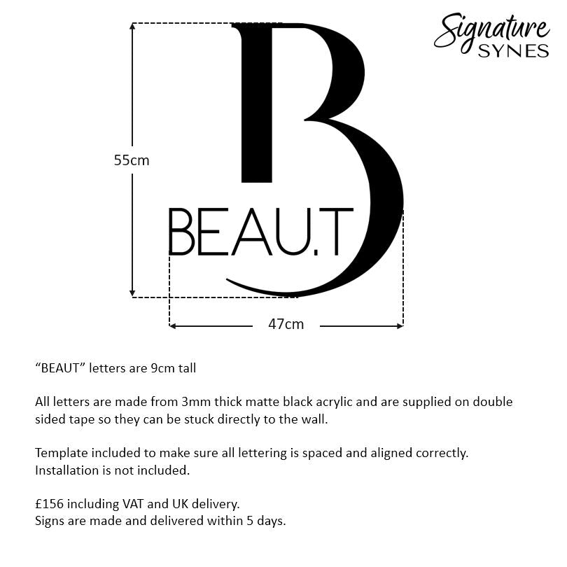 Custom Order - BEAU.T - matte black - 47cm wide - Double Sided Tape