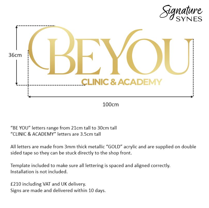 Custom Order - BE YOU - metallic "GOLD" - 100cm wide - Double Sided Tape