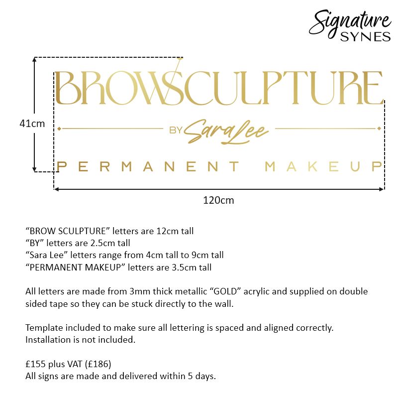 Custom Order - BROWSCULPTURE - metallic "GOLD" - 120cm wide - Double Sided Tape