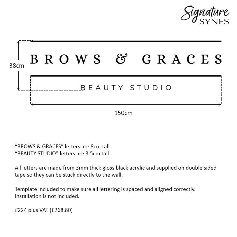 Custom Order - BROWS & GRACES - Gloss black - 150cm wide - Double Sided Tape