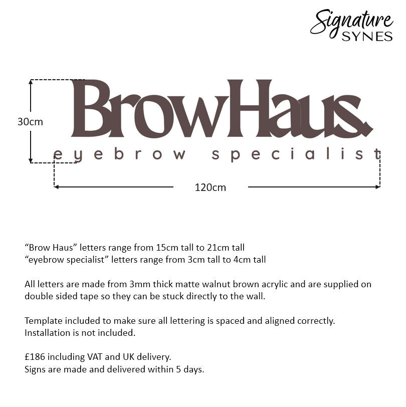 Custom Order - BROW HAUS - matte walnut brown - 120cm wide - Double Sided Tape