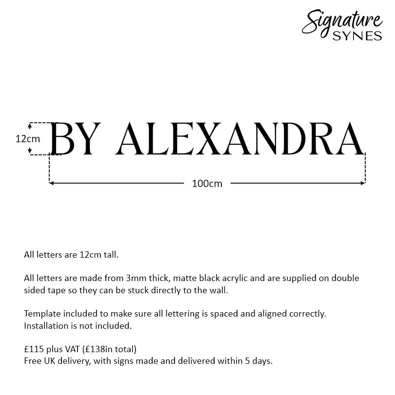 Custom Order - BY ALEXANDRA - Matte black - 100cm wide - Double Sided Tape
