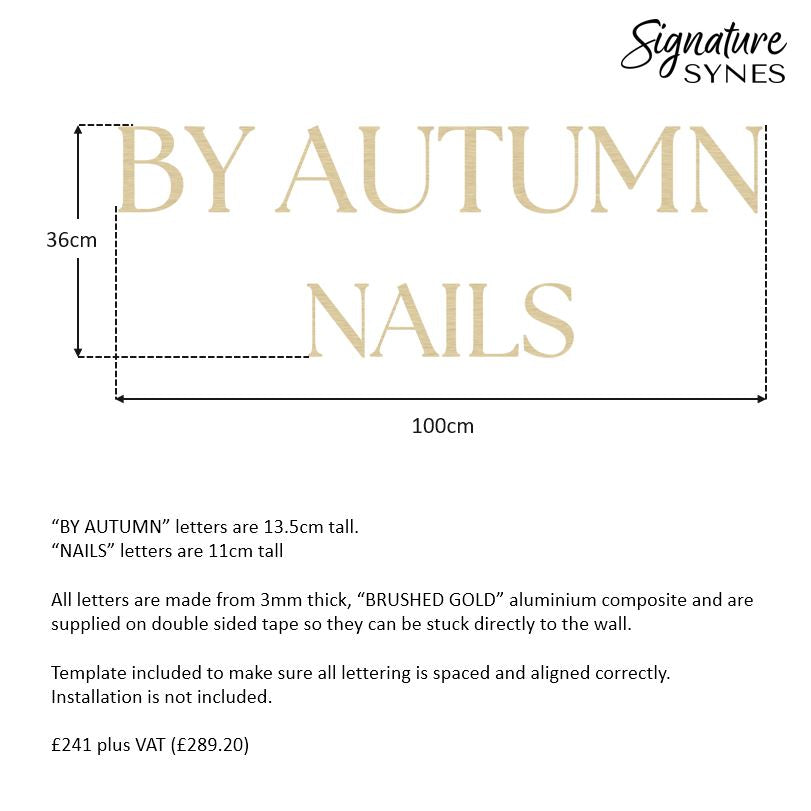 Custom Order - BY AUTUMN NAILS - 100cm wide - brushed gold - double sided tape