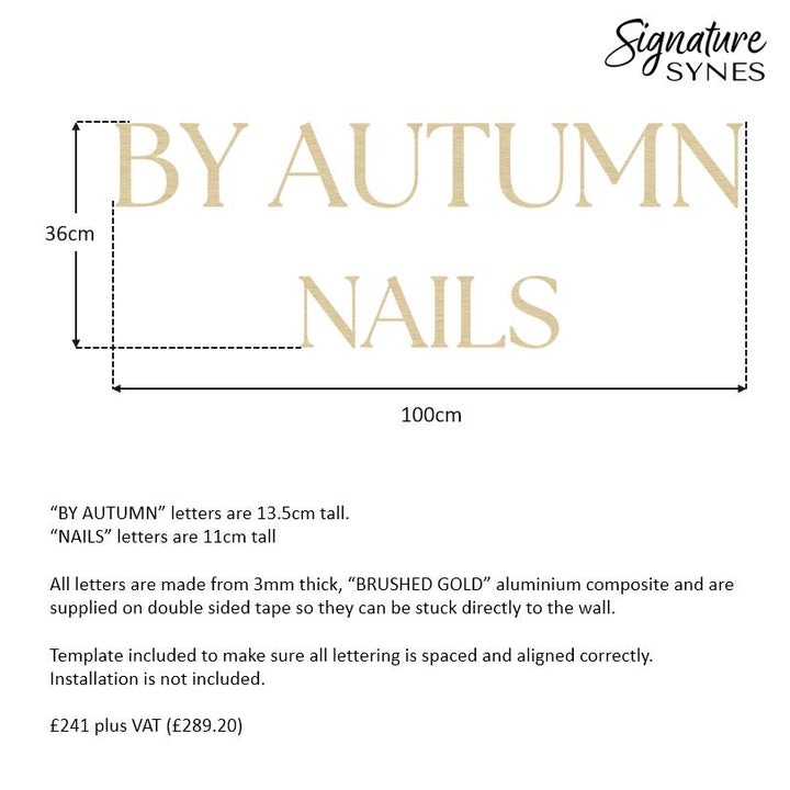 Custom Order - BY AUTUMN NAILS - 100cm wide - brushed gold - double sided tape