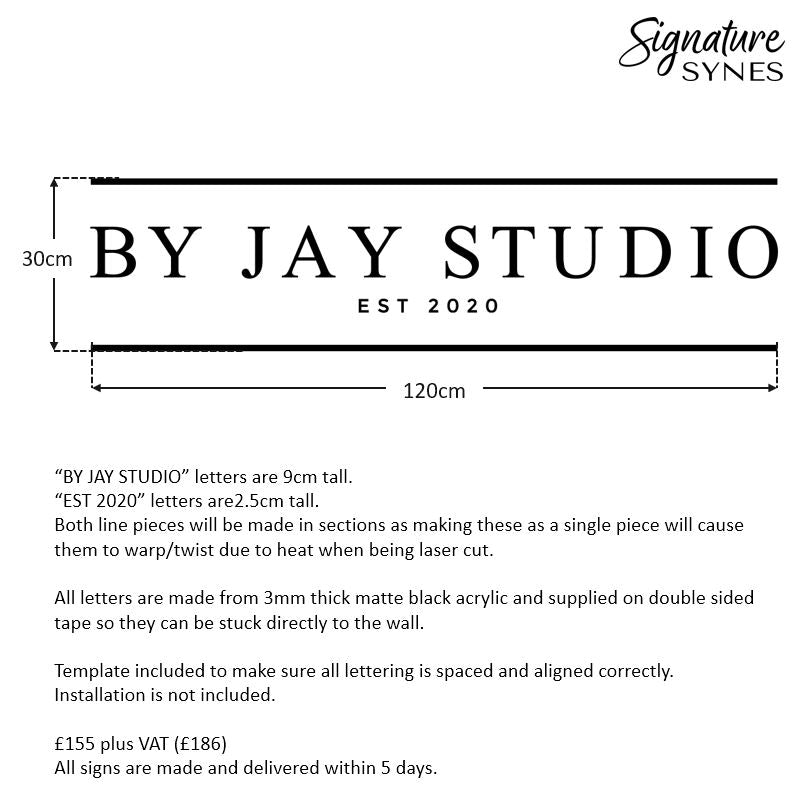 Custom Order - BY JAY STUDIO - Matte black - 120cm wide - Double Sided Tape