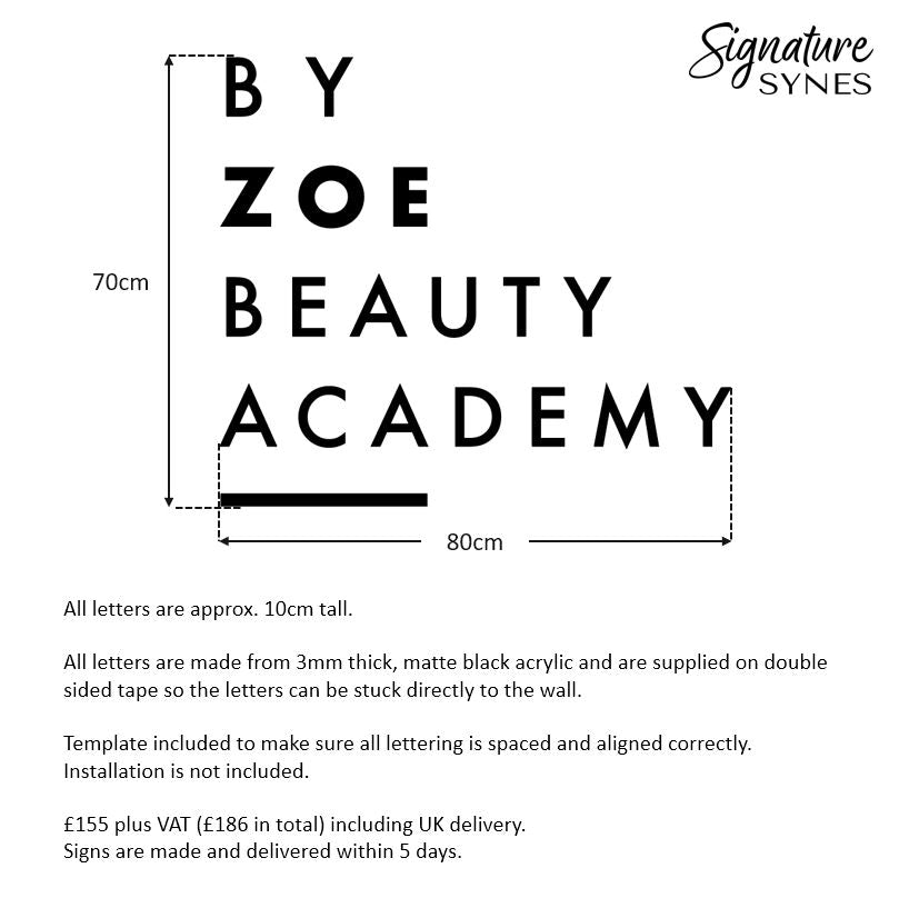 Custom Order - BY ZOE BEAUTY ACADEMY - matte black - 80cm wide - Double Sided Tape