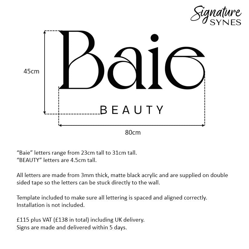 Custom Order - Baie BEAUTY - matte black - 80cm wide - Double Sided Tape