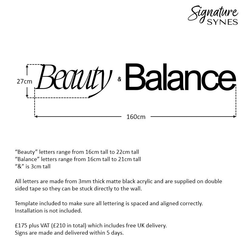 Custom Order - Beauty & Balance - Matte black - 160cm wide - Double Sided Tape