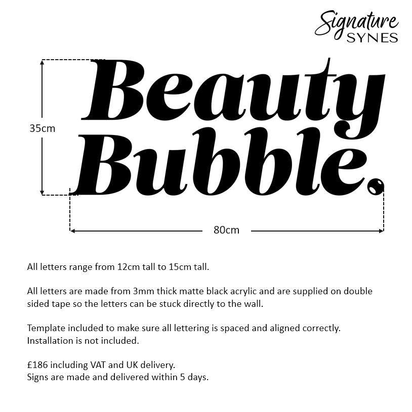 Custom Order - Beauty Bubble. - matte black - 80cm wide - Double Sided Tape