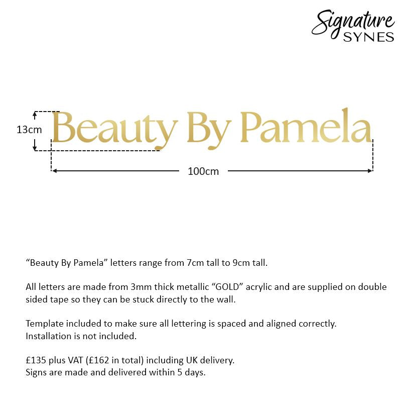 Custom Order - Beauty By Pamela - metallic "GOLD" - 100cm wide - Double Sided Tape