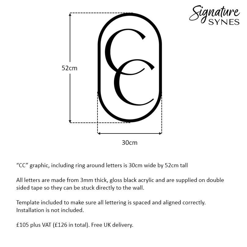 Custom Order - CC - gloss black - 30cm wide - Double Sided Tape