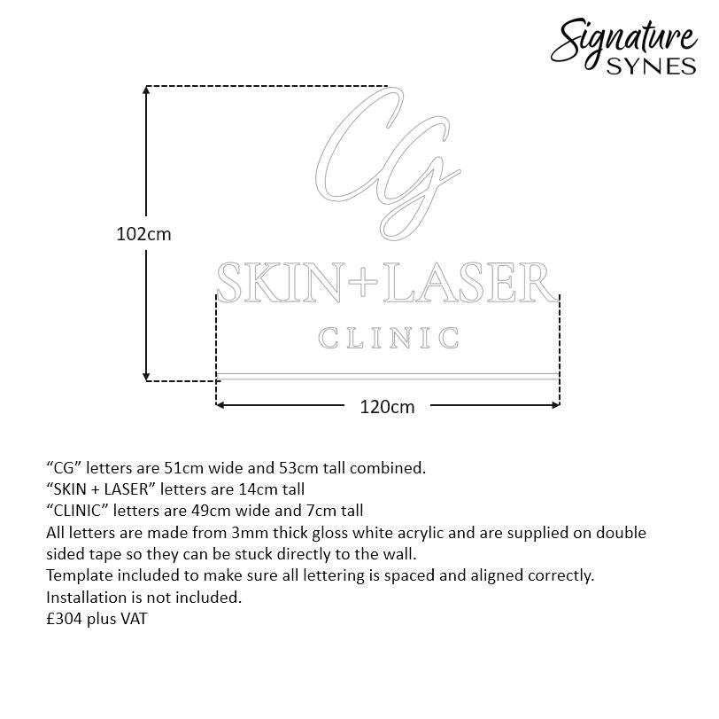 Custom Order - CG SKIN + LASER - gloss white - 120cm wide - Double Sided Tape