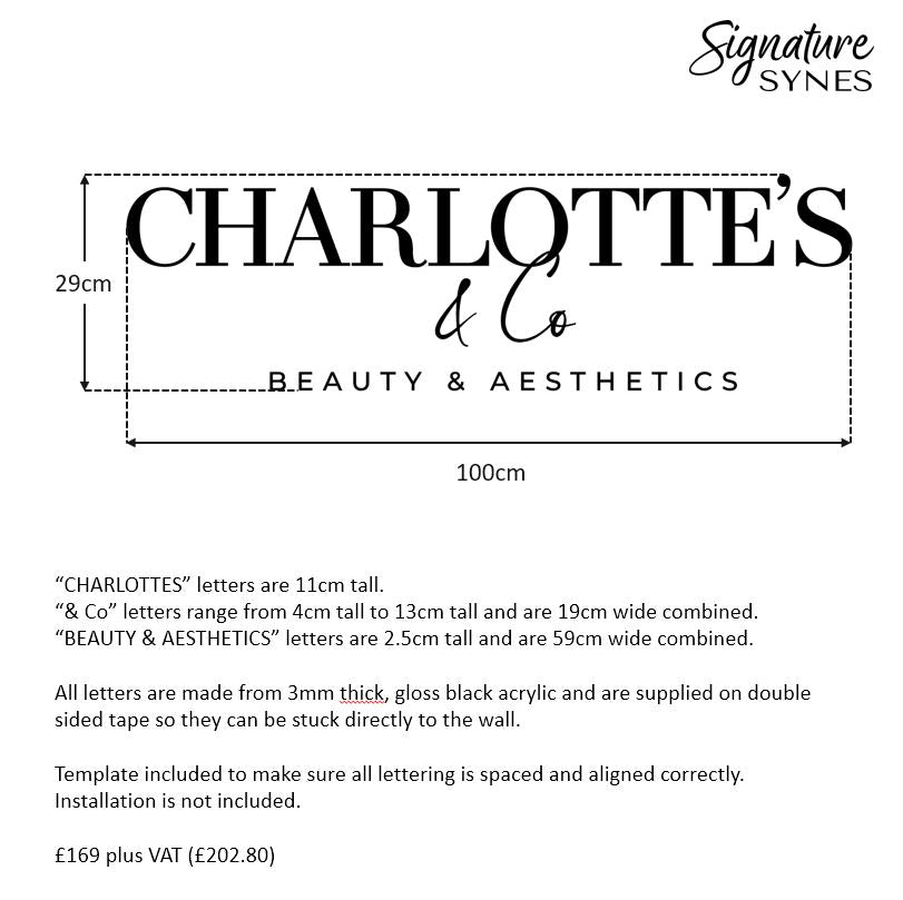 Custom Order - CHARLOTTE'S & CO - gloss black - 100cm wide - Double Sided Tape