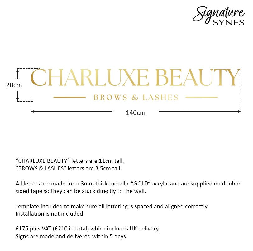 Custom Order - CHARLUXE BEAUTY - metallic "GOLD" - 140cm wide - Double Sided Tape