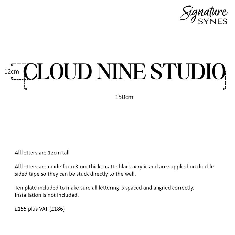 Custom Order - CLOUD NINE STUDIO - Matte black - 150cm wide - Double Sided Tape