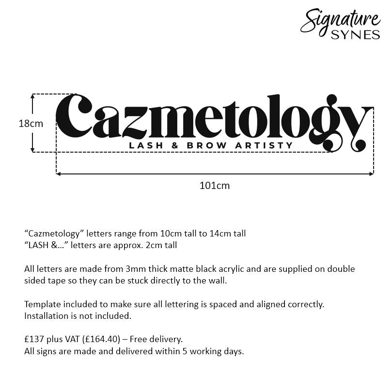 Custom Order - Cazmetology - Matte black - 101cm wide - Double Sided Tape
