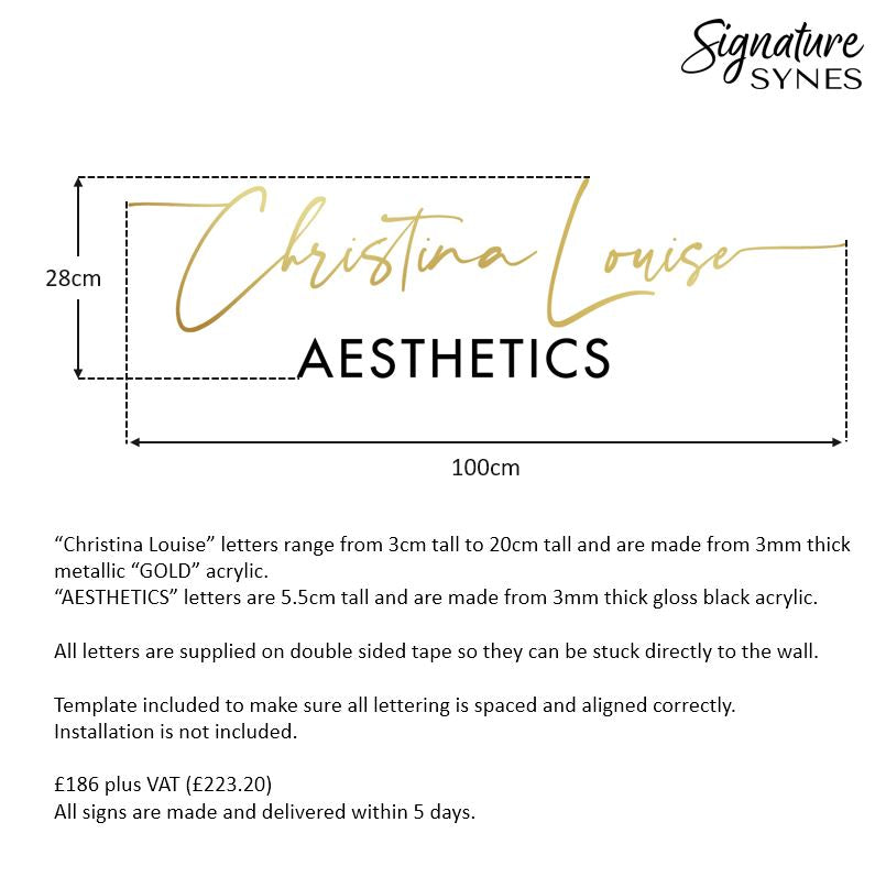 Custom Order - Christina Louise - gloss black and metallic "GOLD" - 100cm wide - Double Sided Tape