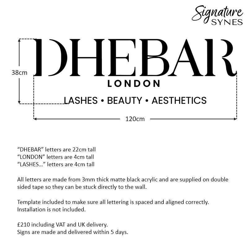 Custom Order - DHEBAR - Matte black - 120cm wide - Double Sided Tape