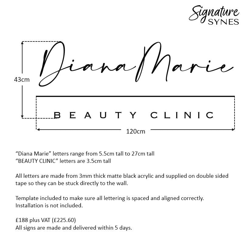 Custom Order - Diana Marie - Matte black - 120cm wide - Double Sided Tape