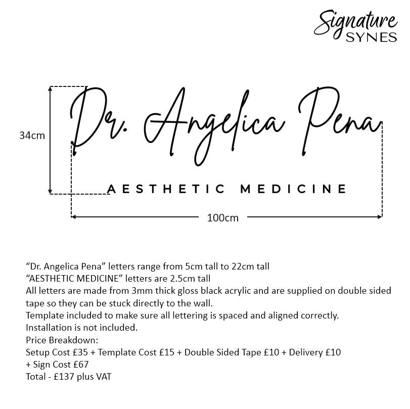 Custom Order - Dr. Angelica Pena - gloss black - 100cm wide - Double Sided Tape