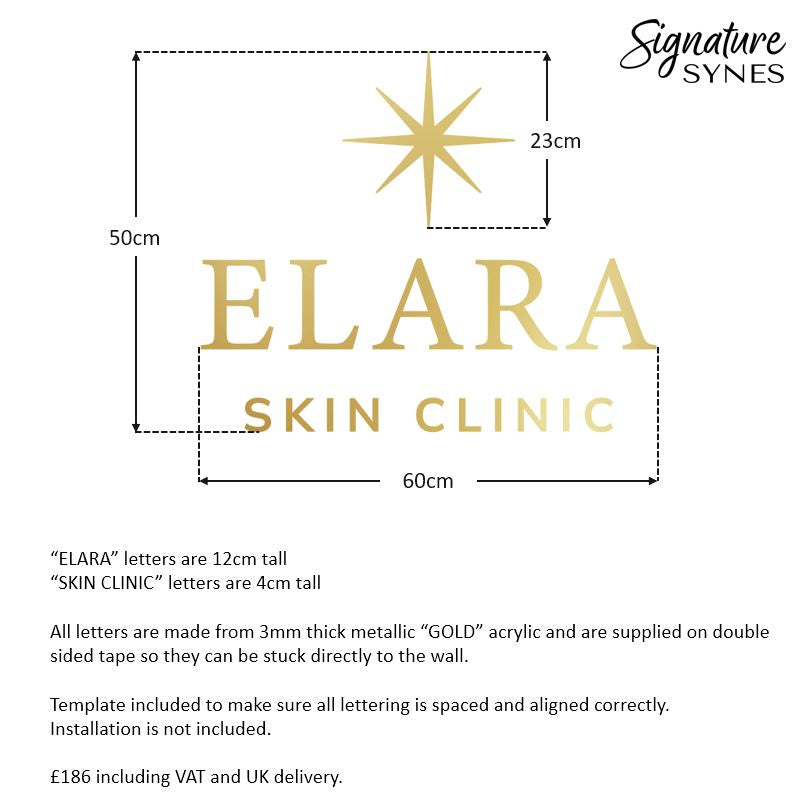 Custom Order - ELARA SKIN CLINIC - metallic "GOLD" - 60cm wide - Double Sided Tape