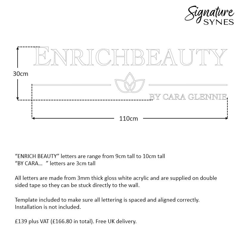Custom Order - ENRICH BEAUTY - gloss white - 110cm wide - Double Sided Tape