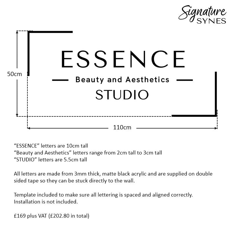 Custom Order - ESSENCE STUDIO - Matte black - 110cm wide - Double Sided Tape