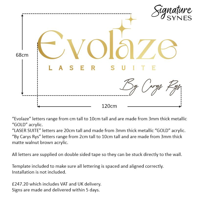 Custom Order - Evolaze - matte walnut brown and metallic "GOLD" - 120cm wide - Double Sided Tape