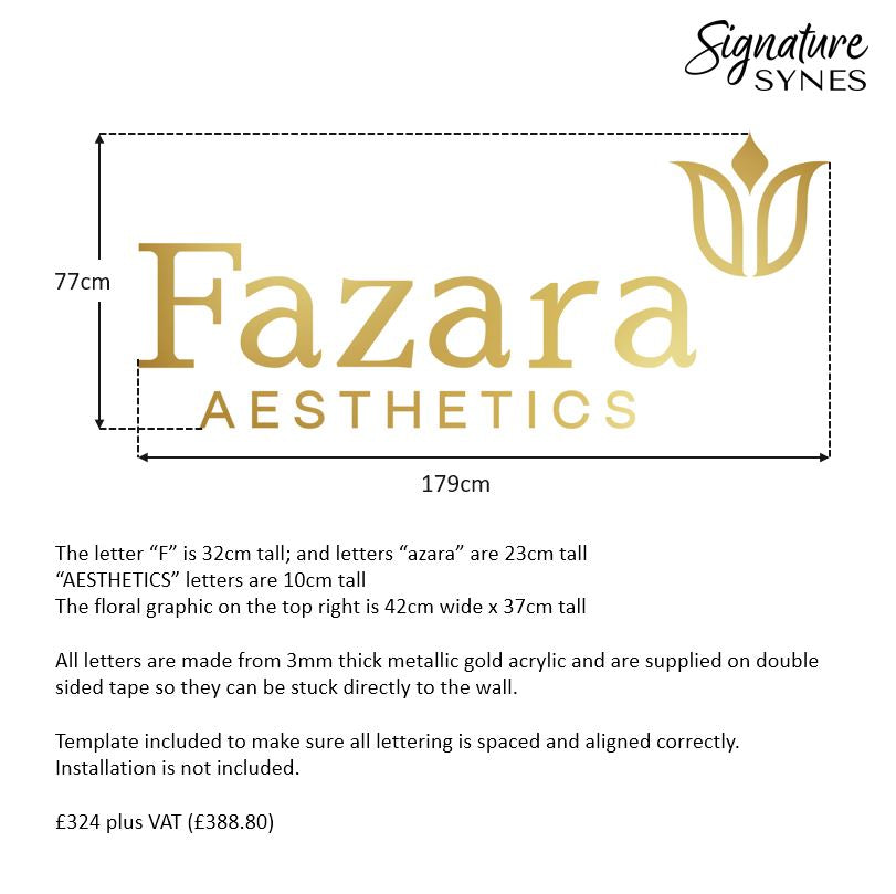 Custom Order - Fazara - metallic "GOLD" - 179cm wide - Double Sided Tape