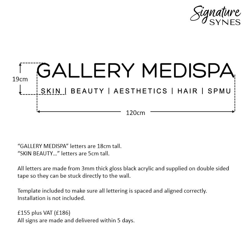 Custom Order - GALLERY MEDISPA - gloss black - 120cm wide - Double Sided Tape