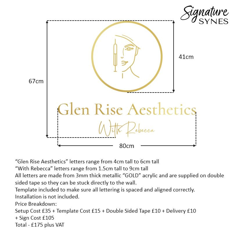 Custom Order - Glenrise Aesthetics - metallic "GOLD" - 80cm wide - Double Sided Tape