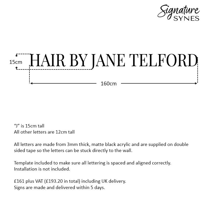 Custom Order - HAIR BY JANE TELFORD - Matte black - 160cm wide - Double Sided Tape