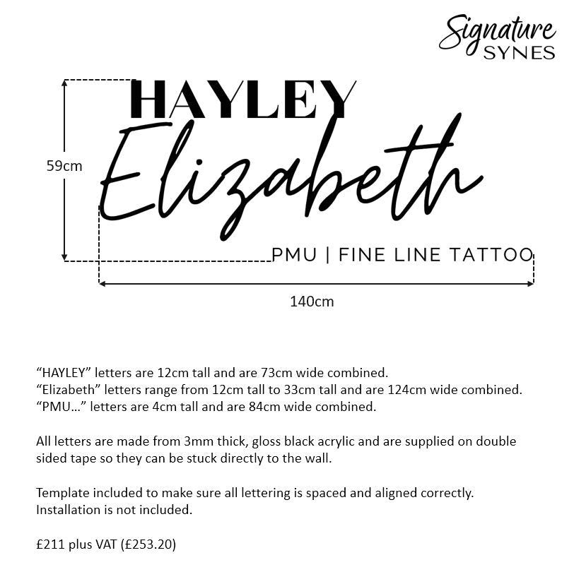 Custom Order - HAYLEY Elizabeth - gloss black - 140cm wide - Double Sided Tape