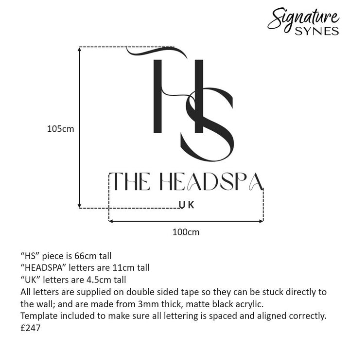 Custom Order - THE HEADSPA UK - Matte black - 100cm wide - Double Sided Tape