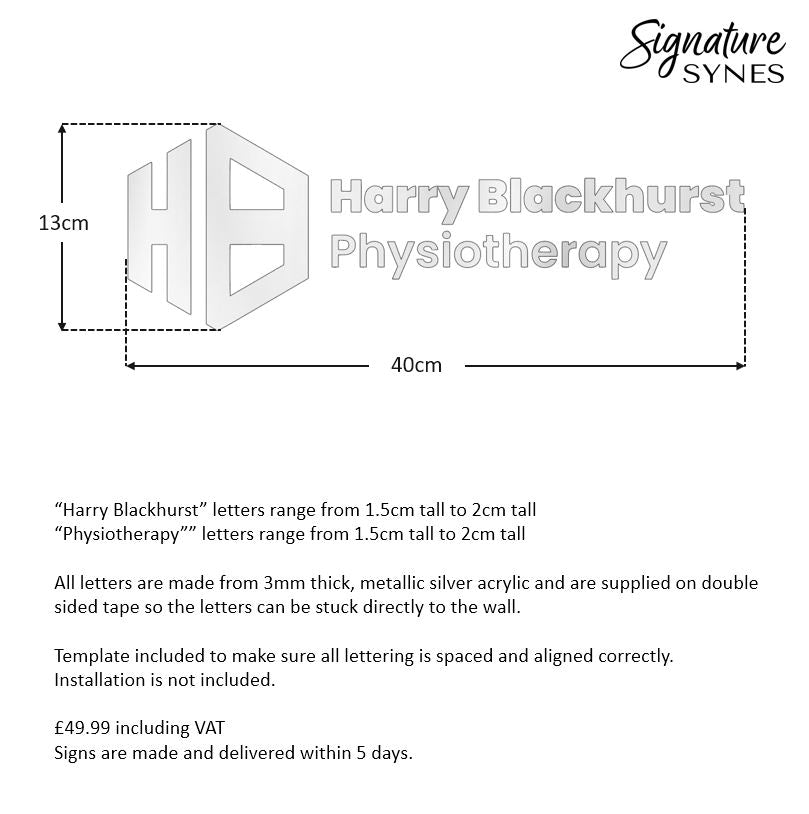 Custom Order - Harry Blackhurst - metallic silver - 40cm wide - Double Sided Tape